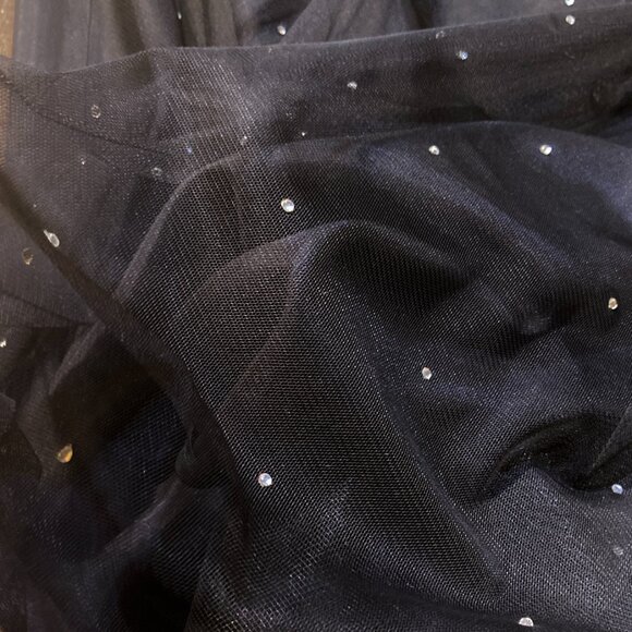 Vtg 90s Y2K Black Tulle Retro 50s Pinup Strapless Prom Tea Cupcake Swing Dress - Picture 5 of 7